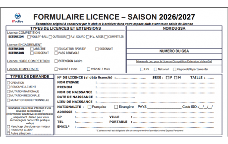 Adhésions saison 2026/2027